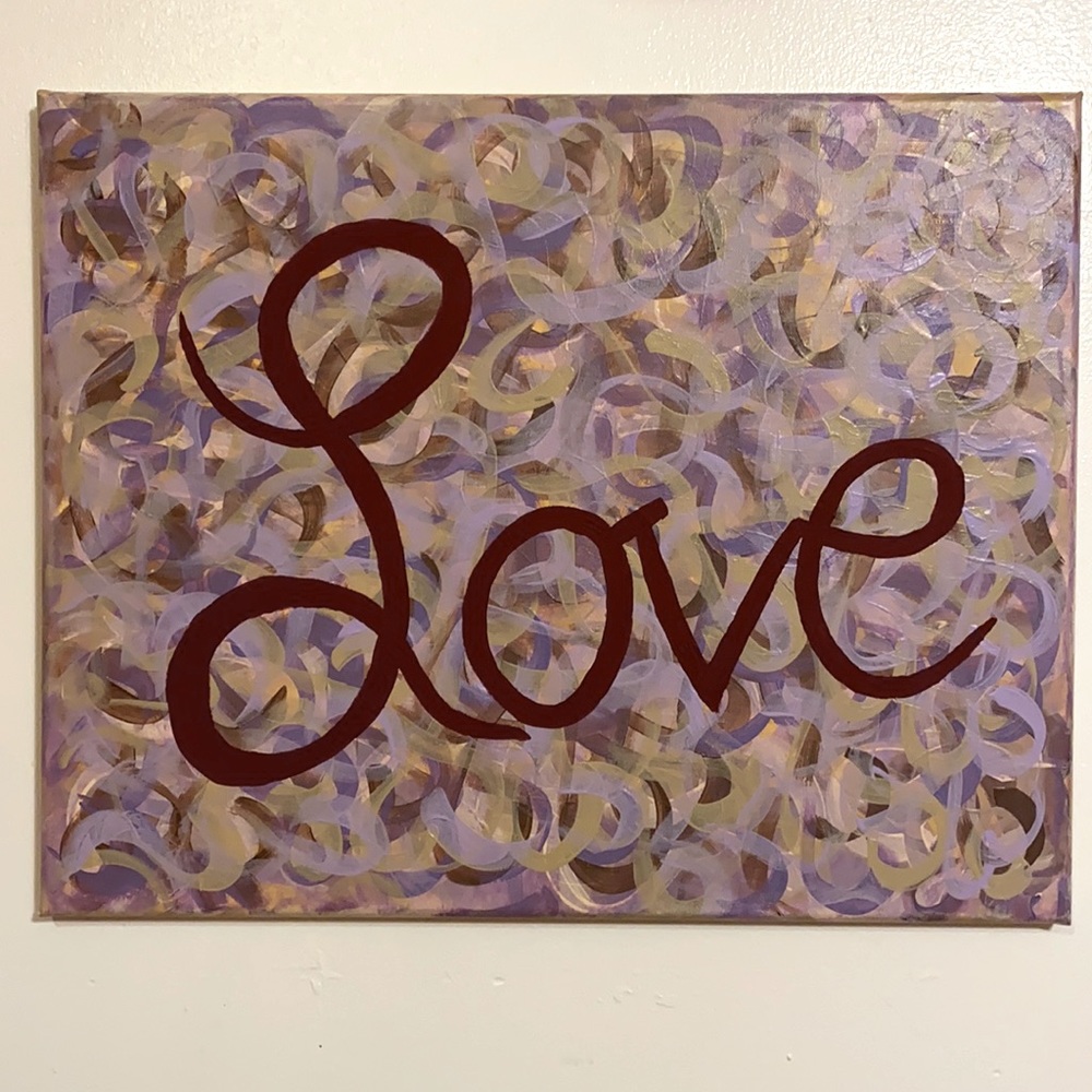 “Love” 20” x 16” Acrylic Wall Hanging Art Canvas Painting Room Decor